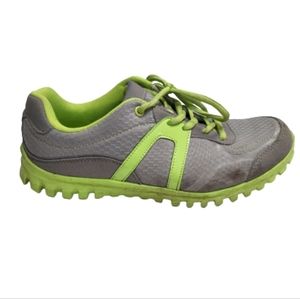 Women's gray and lime green sneakers running shoes size 9 wide width size 9W